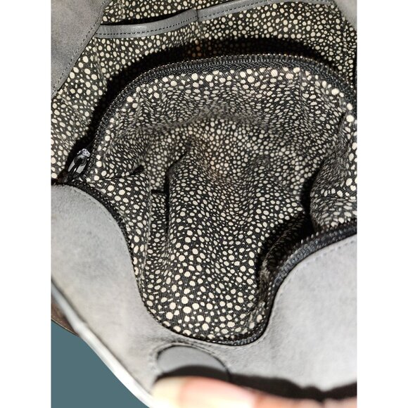 Loeffler Randall Gray Hobo Suede Black Studded Shoulder Crossbody Bag - Picture 12 of 16